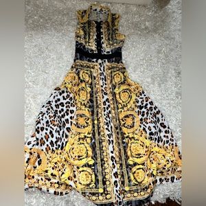 Adorable printed collared maxi dress